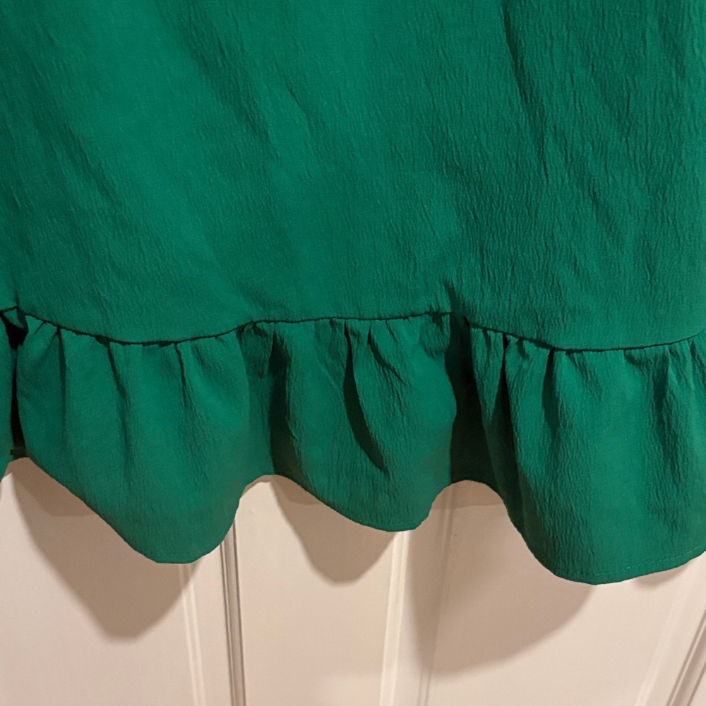 Emerald Green Ruffle Hem Dress - Picture 3 of 4